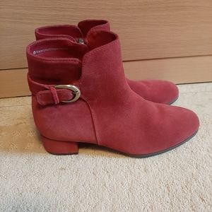 Red Suede Blondo heel ankle boots